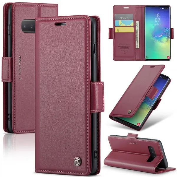 CaseMe Samsung Galaxy S10 Plus Retro Leather Wallet Case With RFID Blocking Card Slots