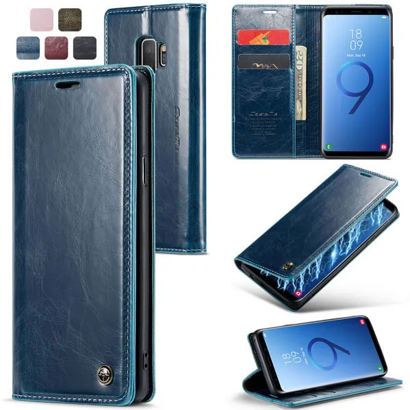 CaseMe Samsung Galaxy S9 Plus Soft PU Leather Flip Wallet Case with 2 Card Slots