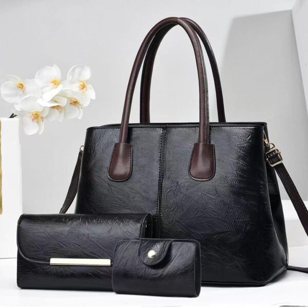 New fashion Leather In Style Ladies Leather Women Handbag 3pieces (M). - Image 4