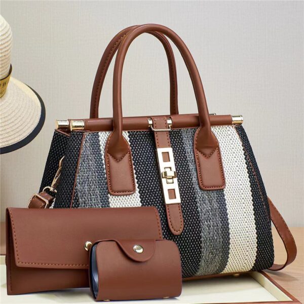 Premium @Women’S All Seasons Vintage Style Square Zipper Buckle Tote Bag. - Image 5