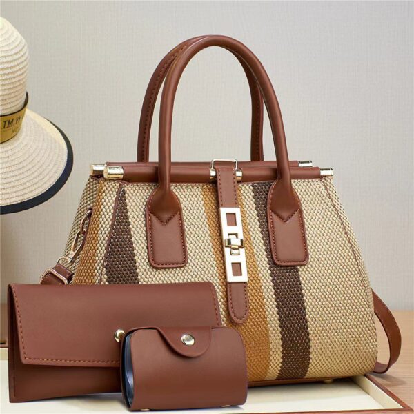 Premium @Women’S All Seasons Vintage Style Square Zipper Buckle Tote Bag. - Image 4
