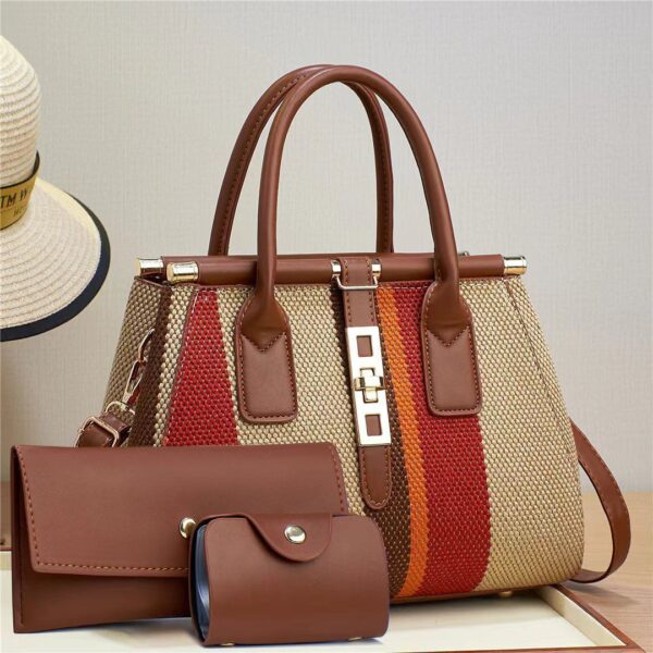 Premium @Women’S All Seasons Vintage Style Square Zipper Buckle Tote Bag. - Image 3