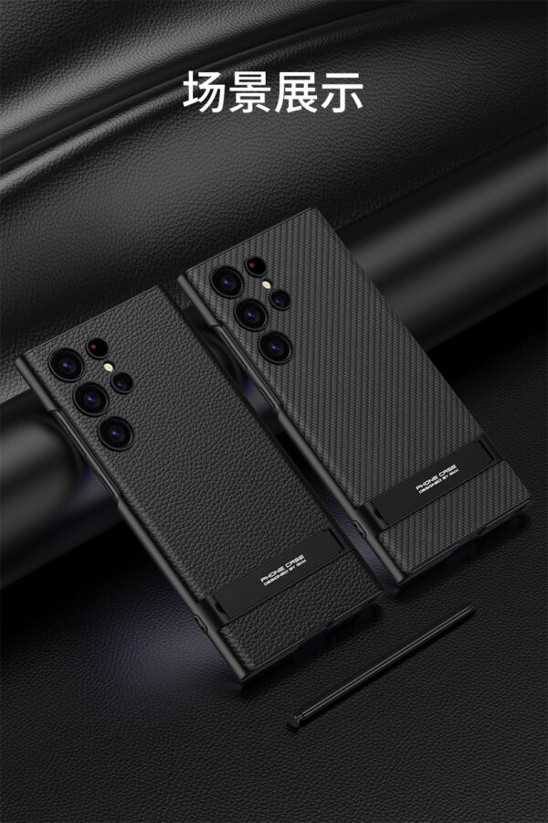 Luxury Premium All Inclusive Triumph Ultra Thin Plain Stand Anti-fall Plain Phone Case Cover for Samsung Galaxy S24 Ultra. - Image 3