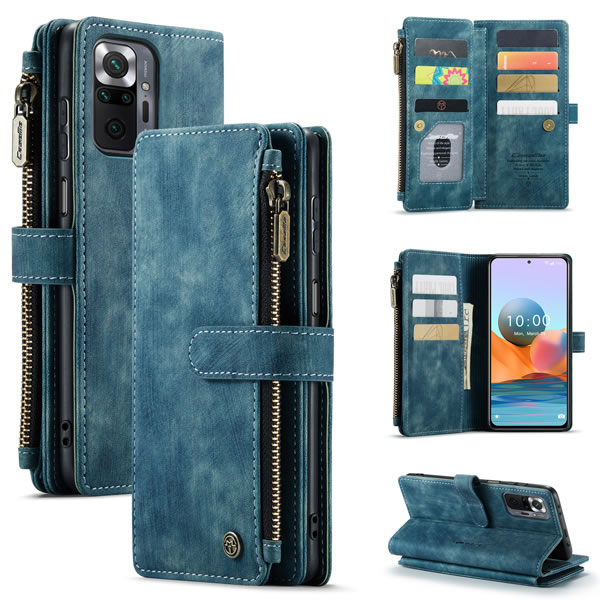 CaseMe Xiaomi Redmi Note 10 Pro Max Vintage Leather Zipper Folio Wallet Case - Image 3