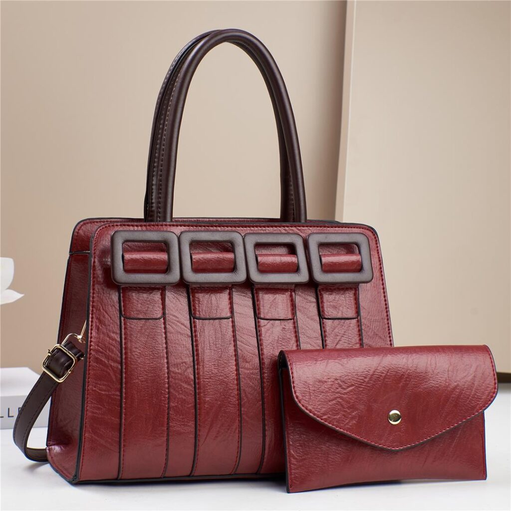Luxury Trendy Ladies Wrinkle Tote Cross body Shoulder 2 in 1 PU Ladies Purses For Women. - Image 7