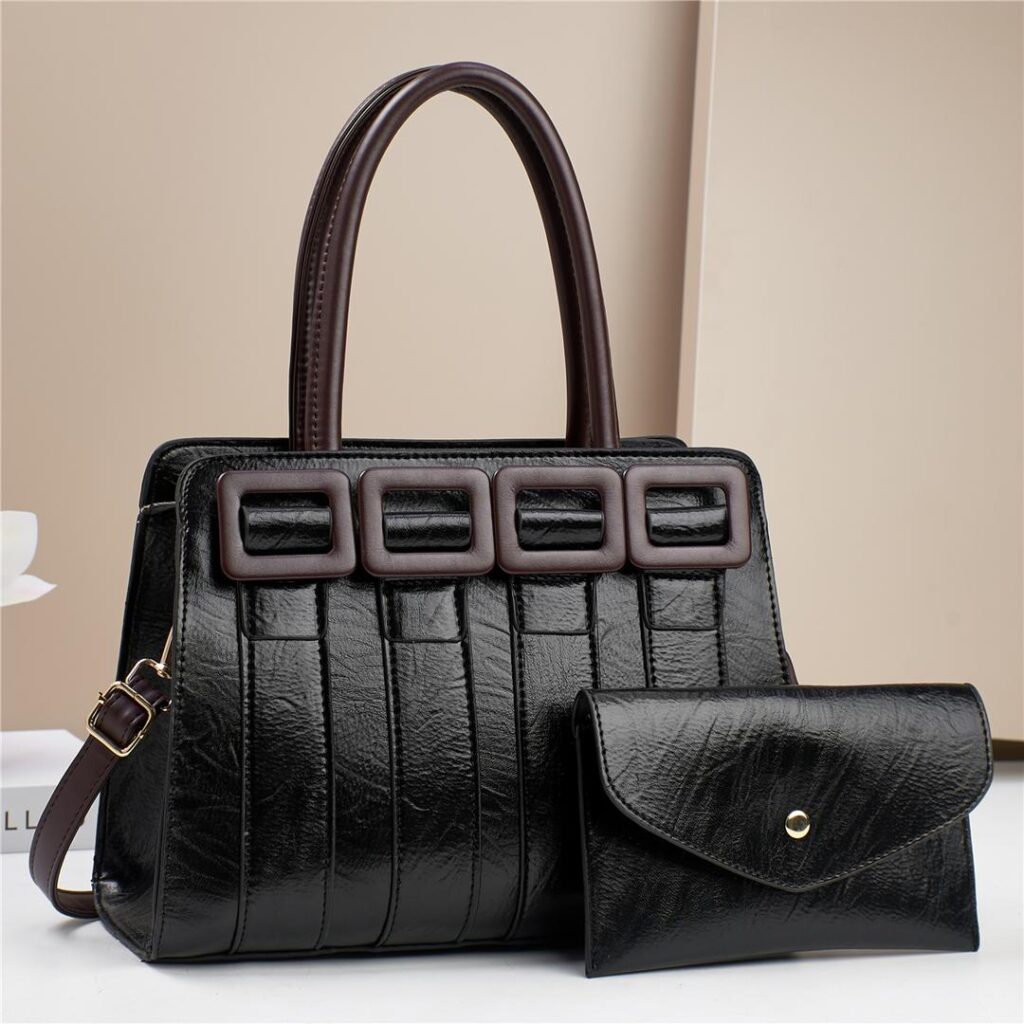 Luxury Trendy Ladies Wrinkle Tote Cross body Shoulder 2 in 1 PU Ladies Purses For Women.