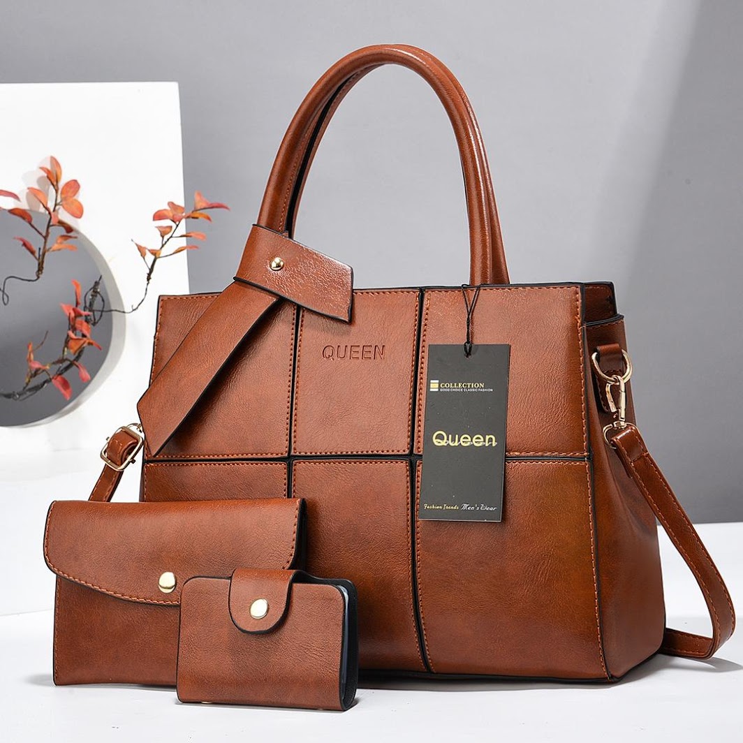 Luxury Queen Classy women Handbag 3 in 1 Fashion Purse, Wallet and Crossbody Tote Bag - Image 7