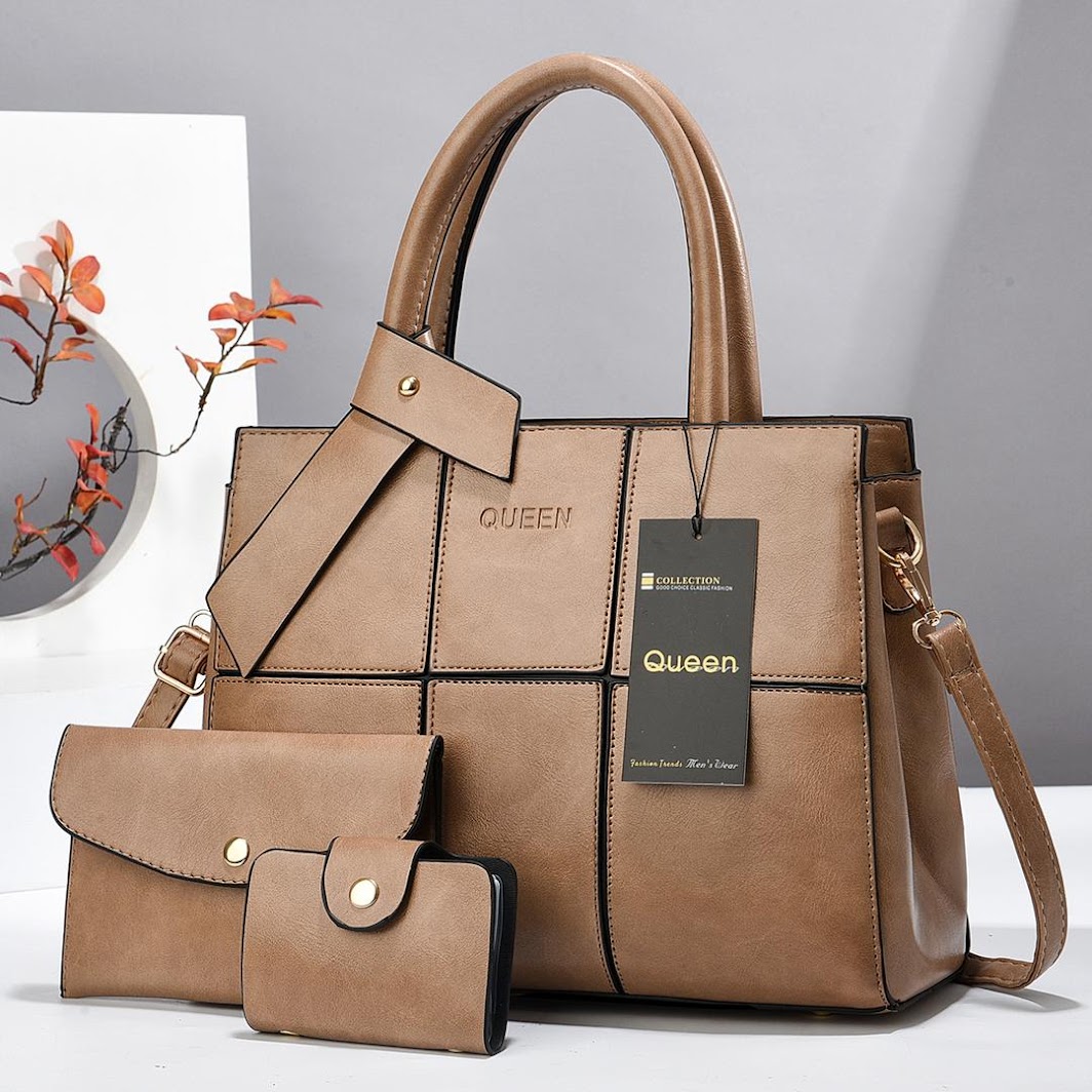 Luxury Queen Classy women Handbag 3 in 1 Fashion Purse, Wallet and Crossbody Tote Bag - Image 6