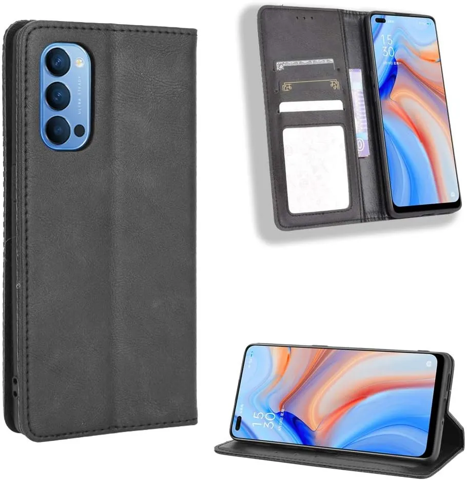 Oppo Reno 3,Reno 4, Reno5 and Reno 6 5G Premium Original and Authentic PU Leather Flip Wallet cover case - Image 4