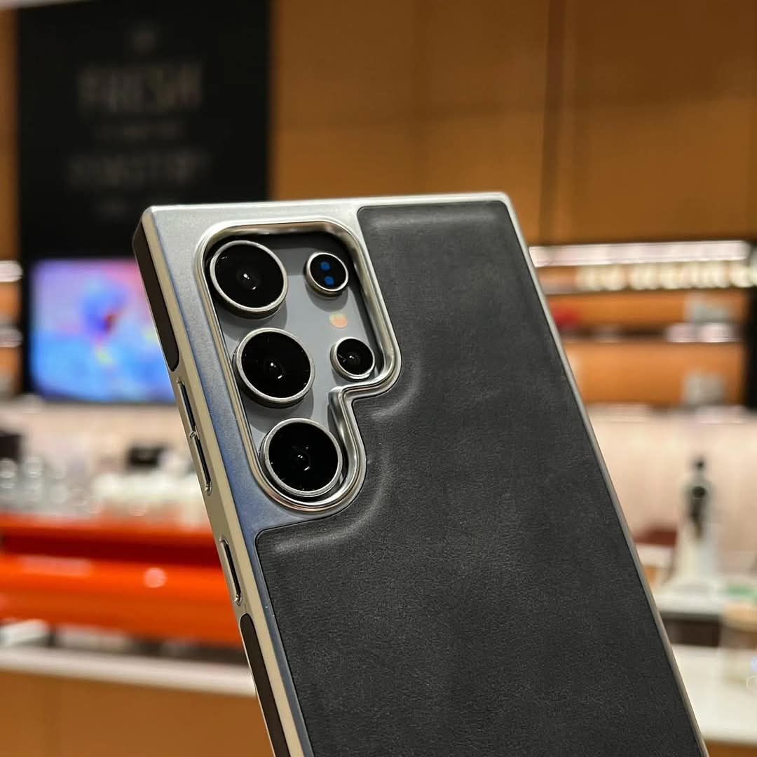 New Stand Electroplated Matte Silver Side Sticker Leather Pattern Mobile Phone Cover Case For Samsung Galaxy S22 Ultra, S23 Ultra and S24 Ultra. - Image 13