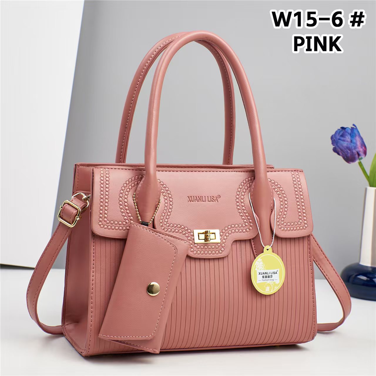 Classic Golden Grain Leather Pattern Multifunctional Crossbody Shoulder Handbag - Image 3